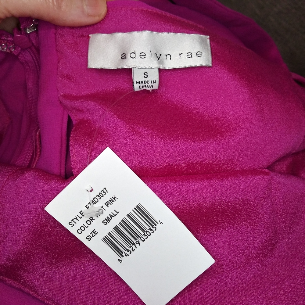 Adelyn Rae Sexy Fuschia Scalloped Peek-A-Boo Bodice Skater Style Dress - Picture 10 of 13